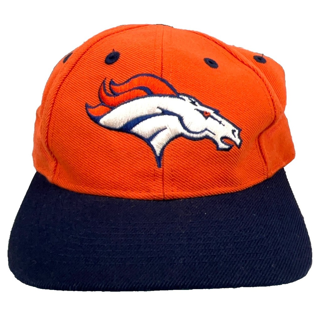 Vintage Denver‎ Broncos Hat Cap Snap Back Twill Plain Logo 90s Y2K 00s Deadstock